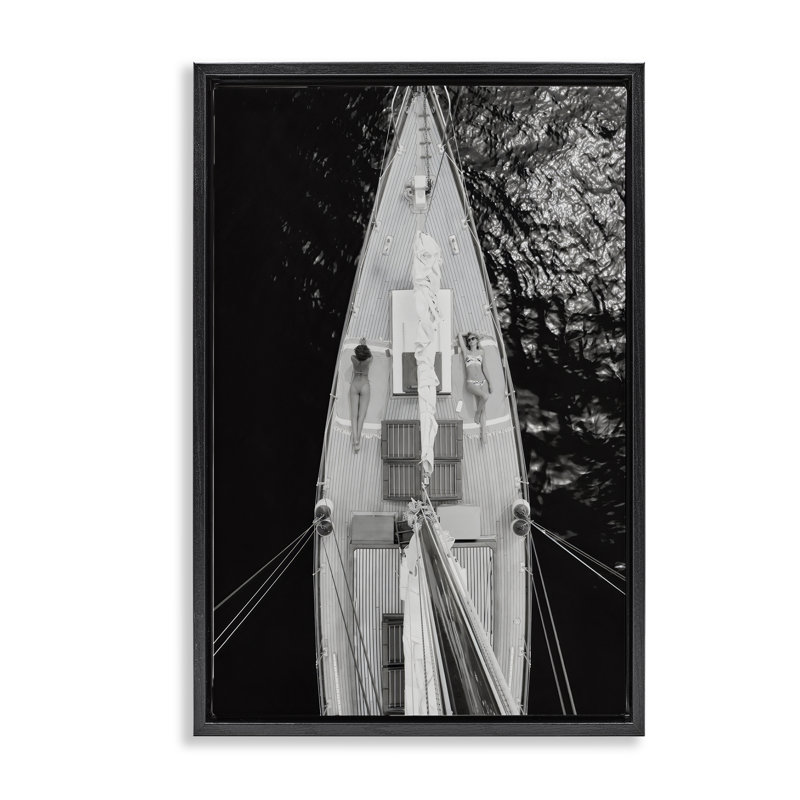 Cadre flottant voilier Dream, vue aérienne, design par LSR Design Studio, Cadre flottant noir de jais, H 25 po x l 17 po