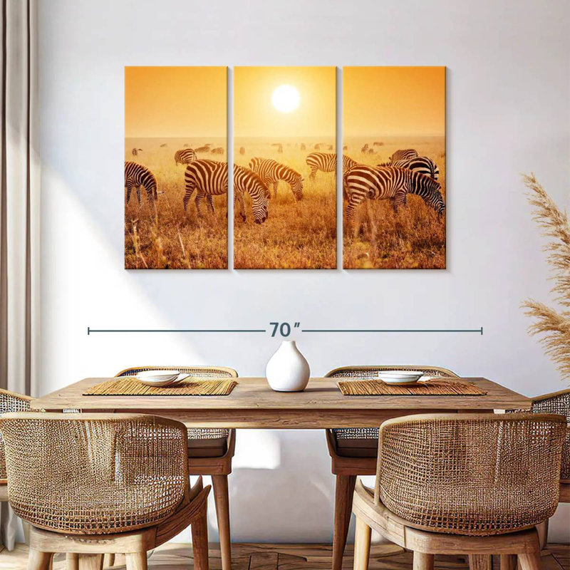Brampt Zebra Herd Sunset, 36" H x 57" W