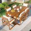 Ensemble repas pour 6 personnes en bois d'acacia avec table rectangulaire et coussins inclus-1856989291