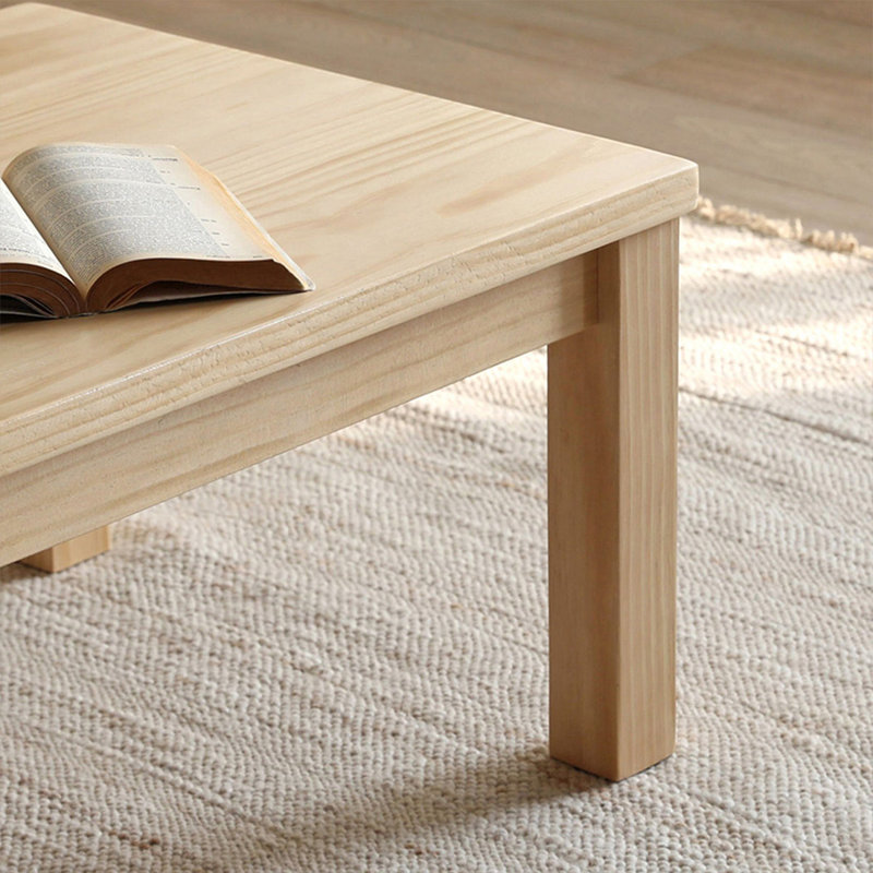 Burlywood Solid Wood Rectangular Coffee Table, Burlywood, 17.72" H x 55.12" L x 23.62" W