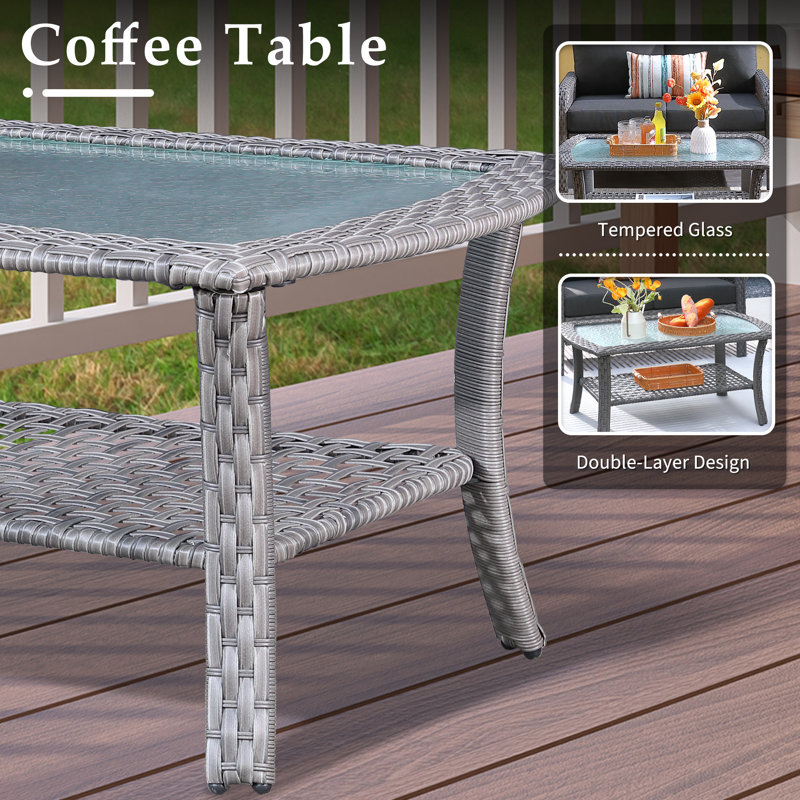6 - Person Outdoor Seating Group With Cushions, Black