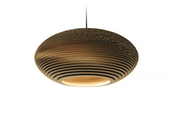 Scraplights Recycled Cardboard Pendant Light - Disc, 9" H x 20" W x 20" D, Blonde