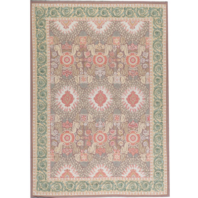 Hand-Knotted High-Quality Brown and Green Area Rug