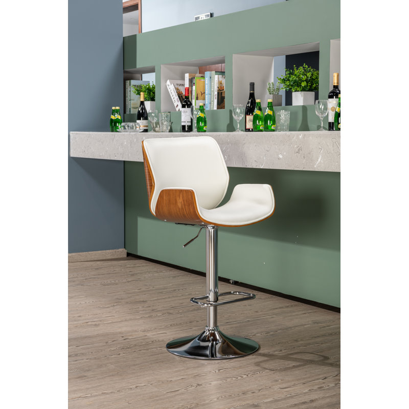 Tabouret de bar réglable en hauteur Dombrowski, Blanc