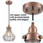 Cracked Glass Pendant Light Antique Red Copper Finish