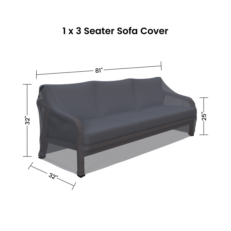 Outdoor Acacia Wood 80" Wide Sectional Patio Sofa Cover