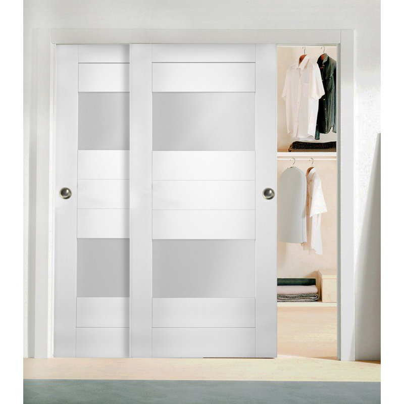 Portes blanches en verre givré Sete, 36 po x 84 po