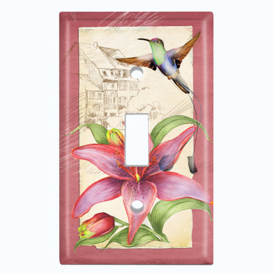 Plaque murale d'interrupteur à bascule à fleurs 1 colibri