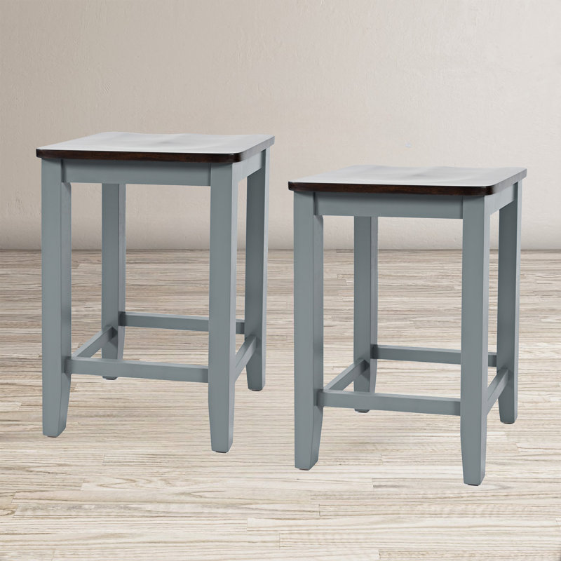 Paulis Solid Wood Counter Stool, Gray