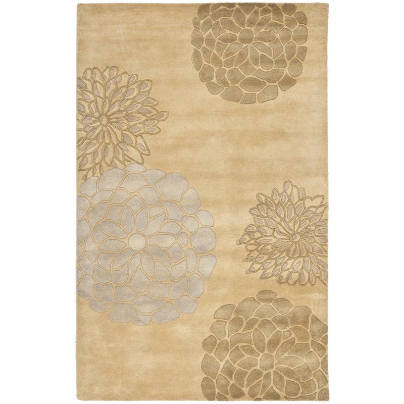Clovill Hand Tufted Wool Floral Rug, Rectangle 3'6" x 5'6"