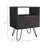 Nightstand 22"H, One Open Shelf, Single Door Cabient, Hairpin Legs, Black-1405124924