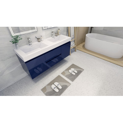 Ensemble de meuble-lavabo double mural de 59 po Mitul