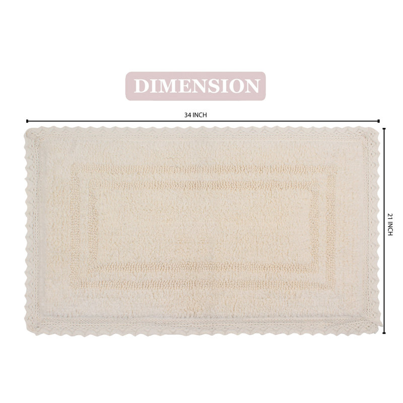 Tapis de bain réversible 100% coton Opulent Bathmat, Ivoire, l 21 po x L 34 po
