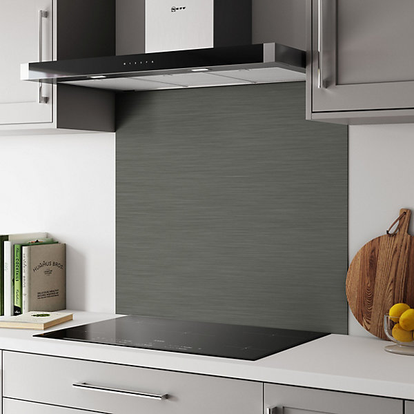 Aluminium Kitchen Hob Splashback, Brushed Steel/Brushed Titanium, 80 cm x 90 cm