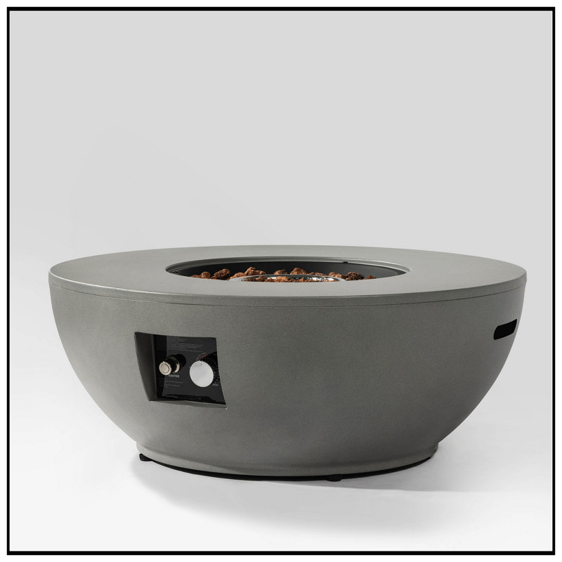36" Propane Gas Fire Pit Table, 50000 BTU Round Steel Fire Pit  With Tank Holder For Outside Patio Deck Garden Backyard- Grey