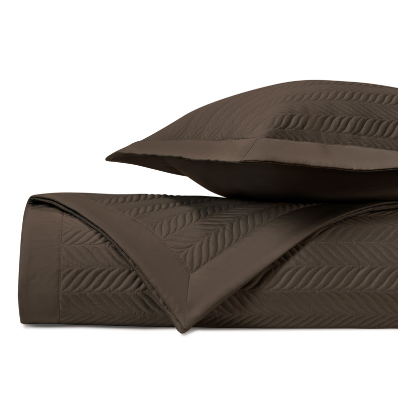 Egyptian Certified Cotton Coverlet Set, King Coverlet + 2 King Shams, Chocolate