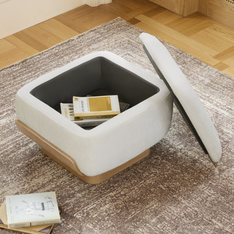 Modern Swivel Accent Chair with Ottoman-Chenille, Cream Polyester / Natural Ash