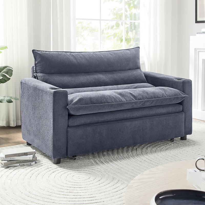 31 Lit convertible gris de 47 po avec support réglable et confortable pour fauteuil en velours d'appoint