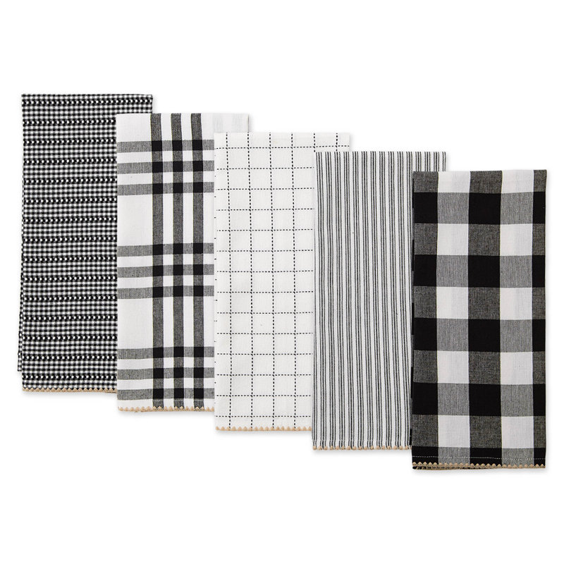 Checkered Tea Towel Kitchen Towel, Black