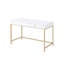 Bureau blanc ultrabrillant 2 avec accents dorés pour le style de chambre à coucher contemporain