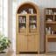 Grand garde-manger arqué cannelé de 71 po avec tablettes réglables, rangement élégant avec tiroir caché et porte vitrée-329220734