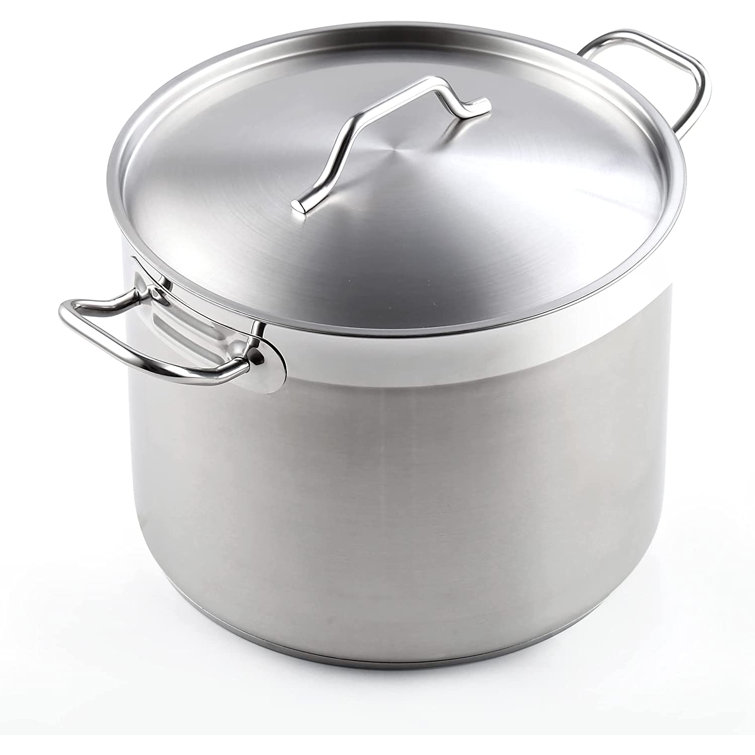 Stainless Steel Stock Pot, P&P CHEF 3 Quart Pot with Lid, Heat-Proof Double  Handles - Sliver Stainless Steel Pot and Glass Lid