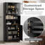 Armoire de salle de bain de 57 po de hauteur, armoire de rangement autoportante avec portes en acrylique et tablettes réglables-643580347