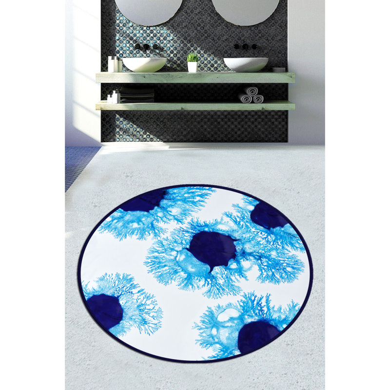Tapis de bain antibactérien, 100% polyester, 55,1 po de diamètre | Hauteur des poils de 10 mm, antidérapant sous le dessous | Lavable à la machine, 700 g / m² | Idéal pour la sécurité et le confort de la salle de bain, facile à nettoyer, conception élégante