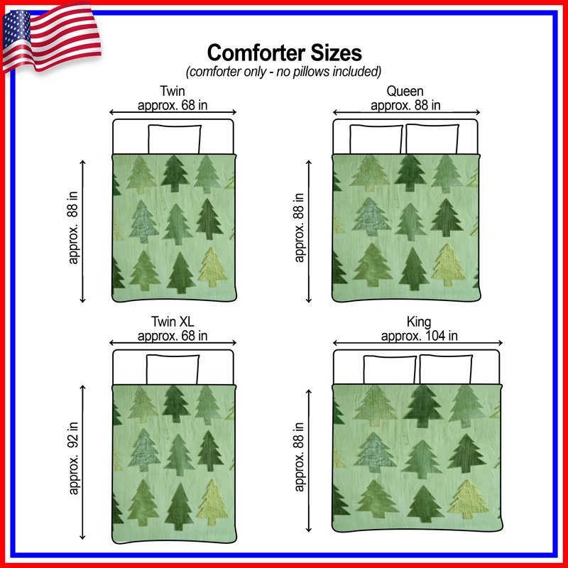 Green Tree Silhouettes Comforter, Twin