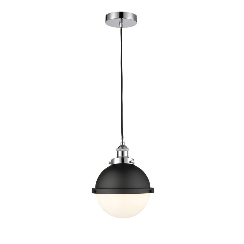 Luminaire suspendu simple à 1 lumière Laklyn, Bullé, H 12,5 po x l 9 po x P 9 po, Chrome poli