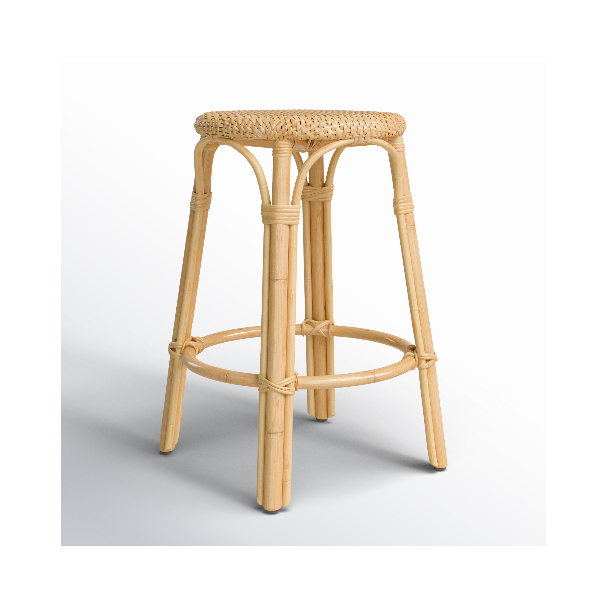 Alastair Bar & Counter Stool, Natural/Natural Rattan Frame, Counter Stool (24" Seat Height)