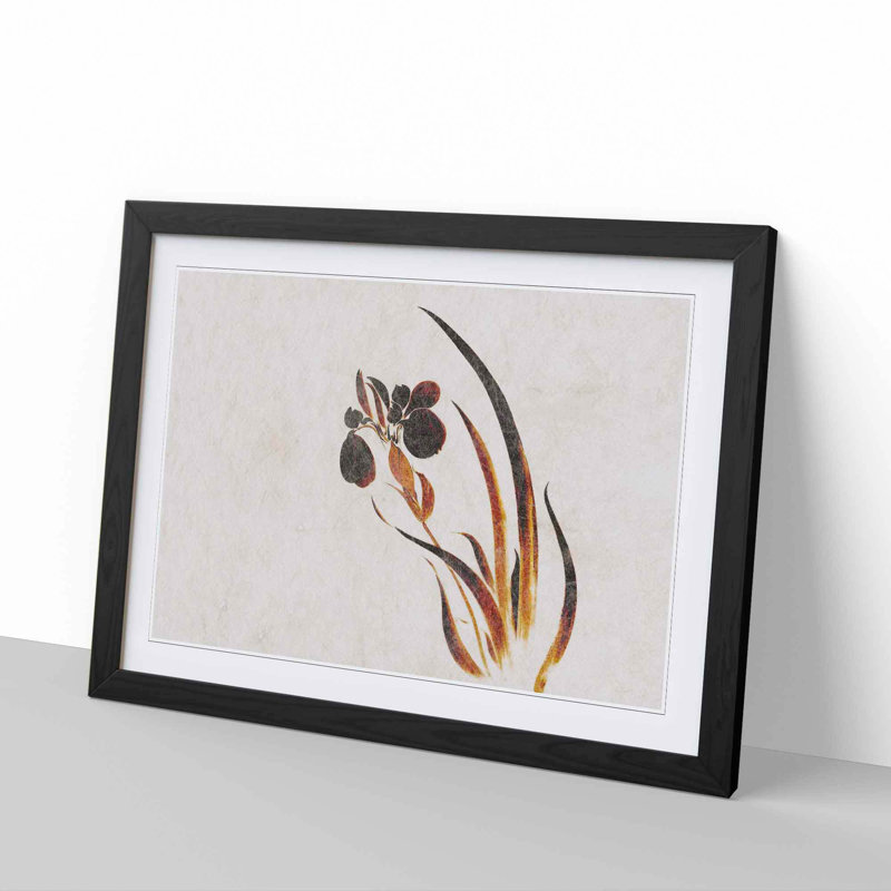 Iris Flower by Shibata Zeshin - Framed Print, 27cm H x 36cm W x 2cm D, Black Framed