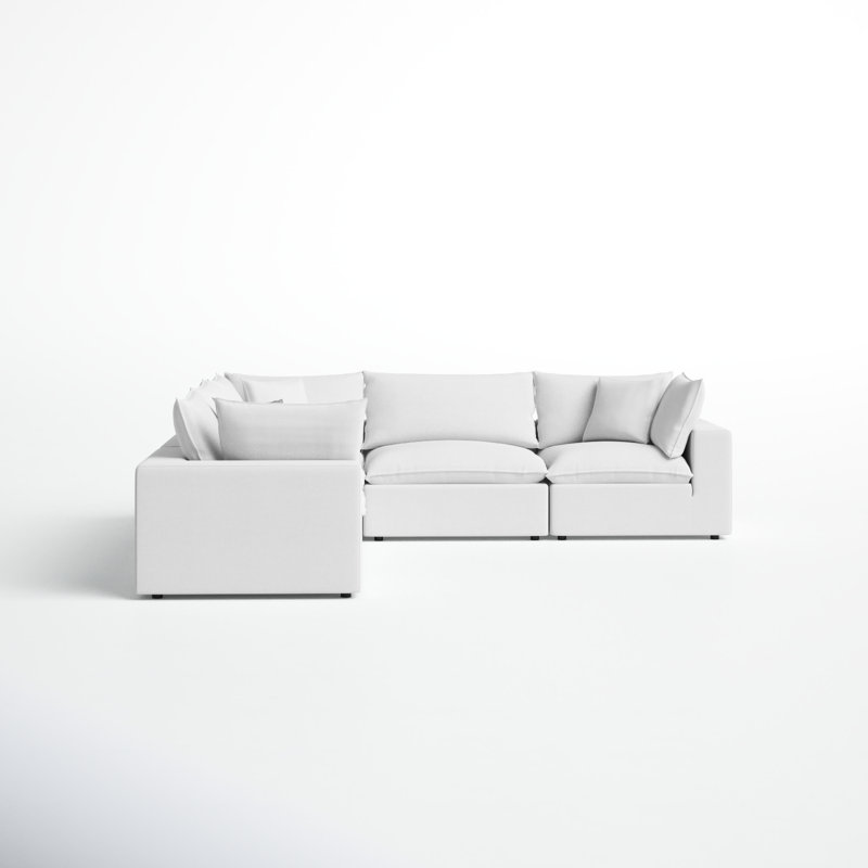 Ellaria Modular L-Sectional, White Faux Leather