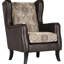 Fauteuil à oreilles traditionnel brun pour espace de vie, conception à deux tons avec similicuir et mousse à densité 2.0, ton de chaise de 34 pouces de large, cuir lisse, coussins en mousse,