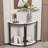 39.4" 2-Tier Half-Moon Sinter Stone Console Table With Black Metal Frame