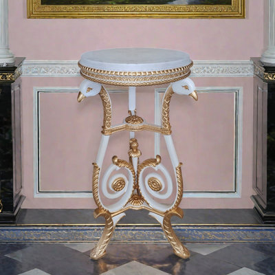 Flower stand three-legged swan antique gold foil