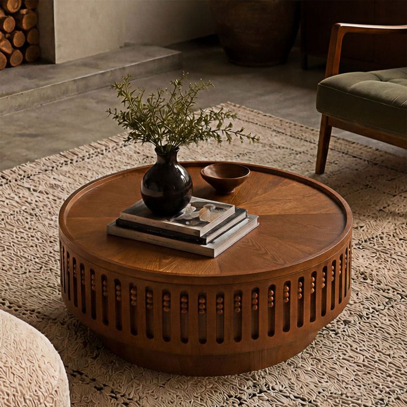 Table d'appoint en bois avec rangement rabattable