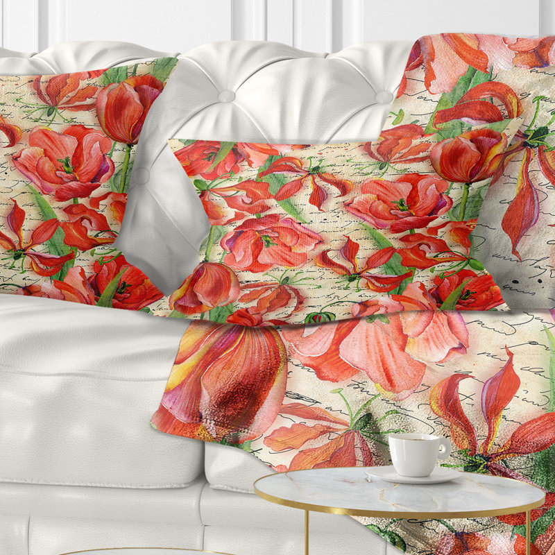 Floral Reversible Throw Pillow