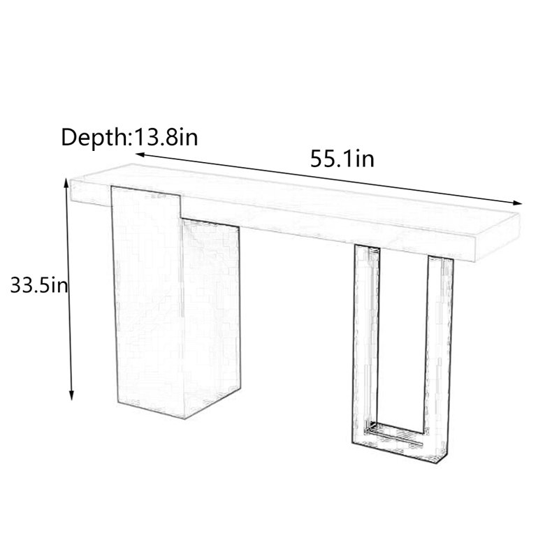 Artistic Luxury Console Table, 33.5" H x 55.1" W x 13.8" D