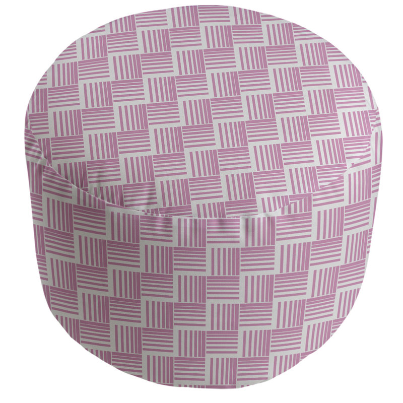 repose-pieds à rayures classic basketweave, Rose / gris