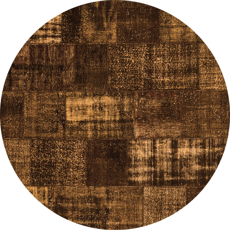 Tapis brun tissé à la machine Mja, Rond 7 pi