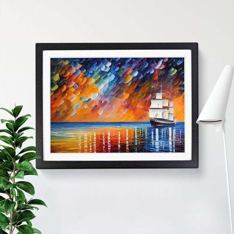 Ship on the Horizon - Framed Print, Black, 46cm H x 64cm W x 2cm D