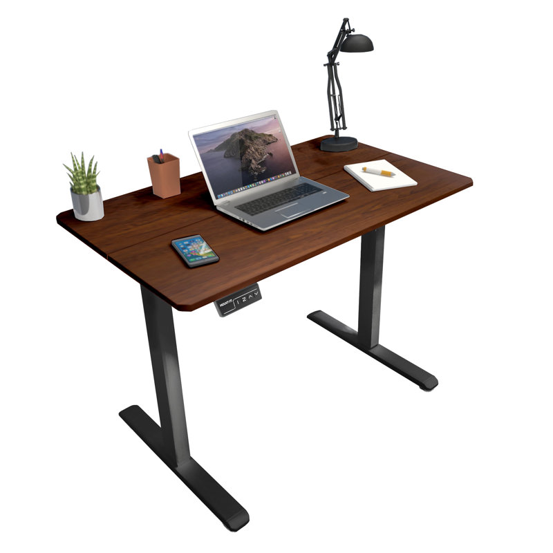 Bureau électrique debout avec plateau de table, Brun, H 46,5 po x l 39,4 po x P 23,6 po, Noir