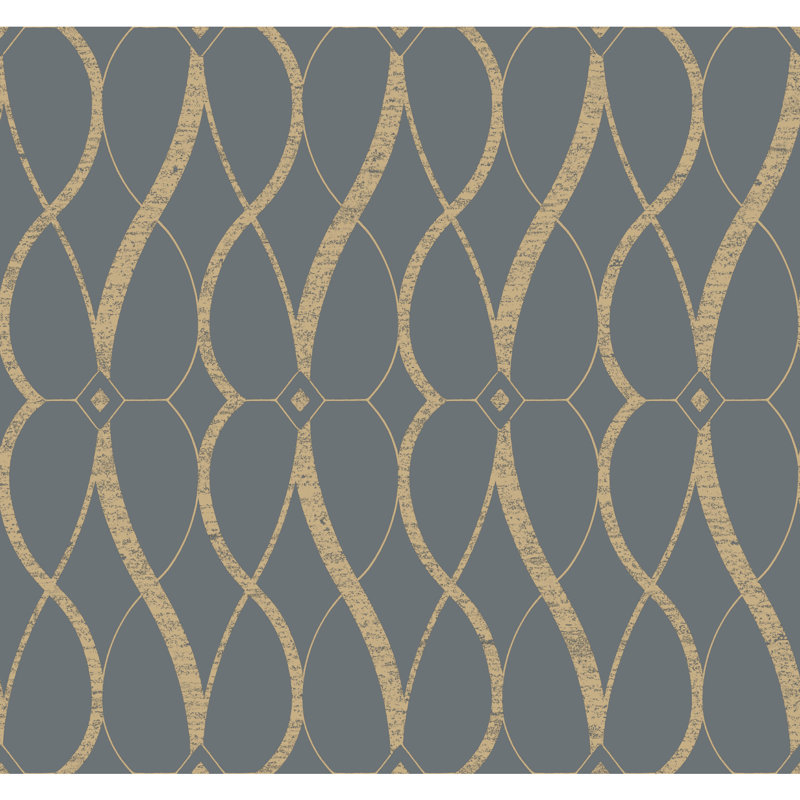 Graceful Geo Geometric Metallic Wallpaper Roll, Grey/Gold