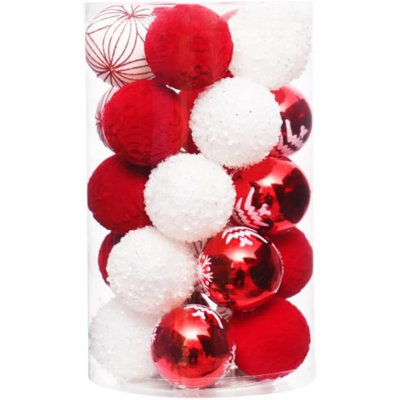 Ensemble de 25 boules de Noël incassables, 2,36 po, 4 boules décoratives en PVC de 4 styles élégants