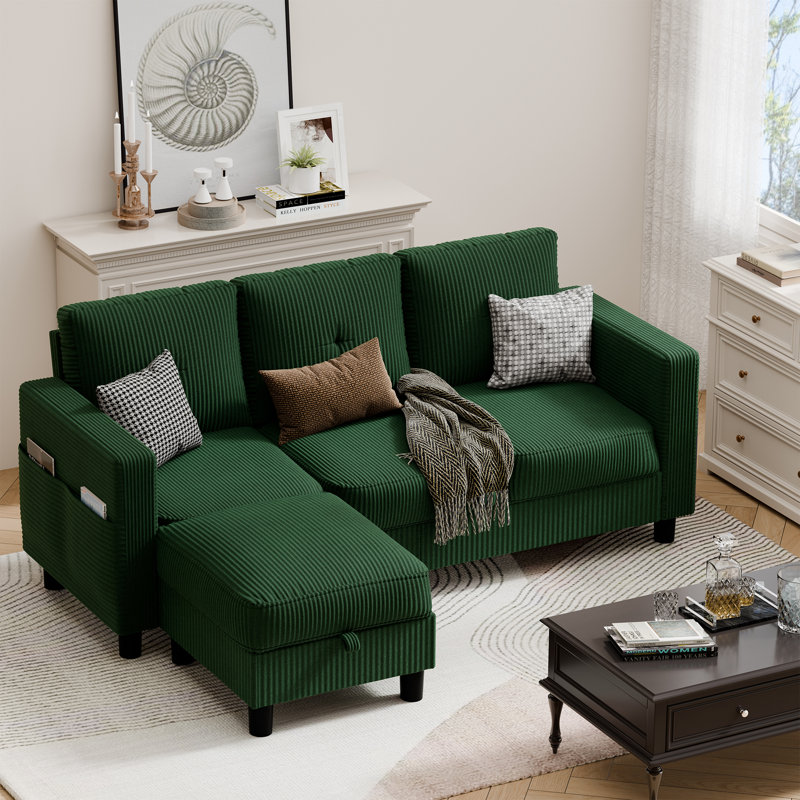 Serio 76.4" Upholstered Sofa Couch, Green