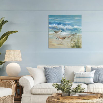 «Beach Sandpiper Gathering», toile par Nan