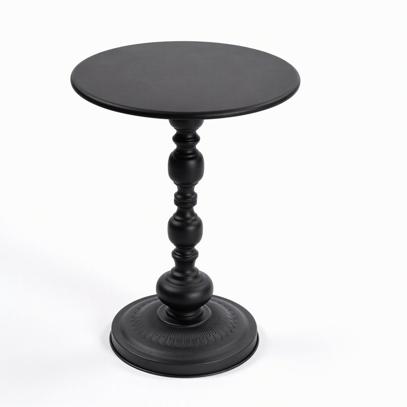 Table d'appoint ronde vintage en fonte de 40 cm (15,7 po) avec piédestal et base lestée, idéale pour le salon, la chambre à coucher et la terrasse.