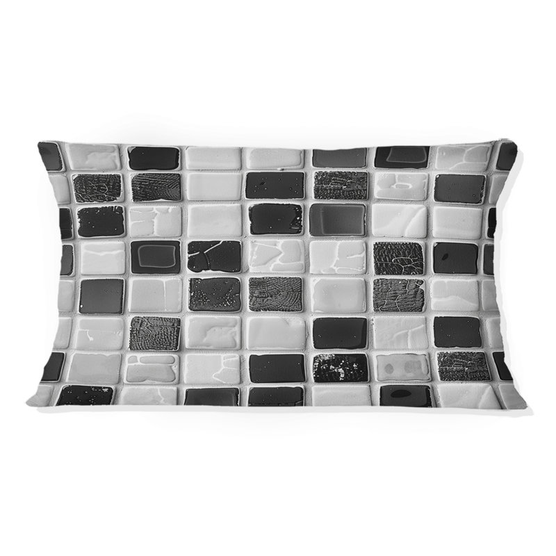 Coussin lombaire noir Mid-Century Mosaic Tiles II - Mid-Century