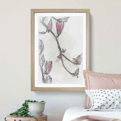 Pink Floral Flowers in Abstract - Framed Print